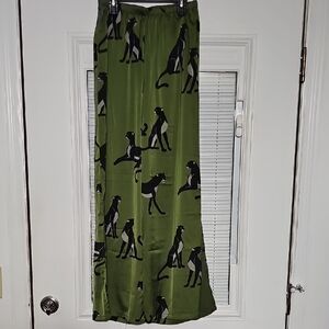 Auden Olive Green Maxi Skirt with Black Animal Silhouette Print